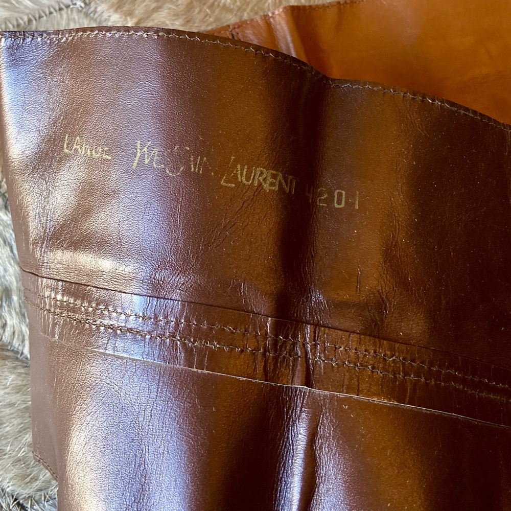 Vintage 90s YSL Brown Leather Corset Belt Large - Picture 10 of 11